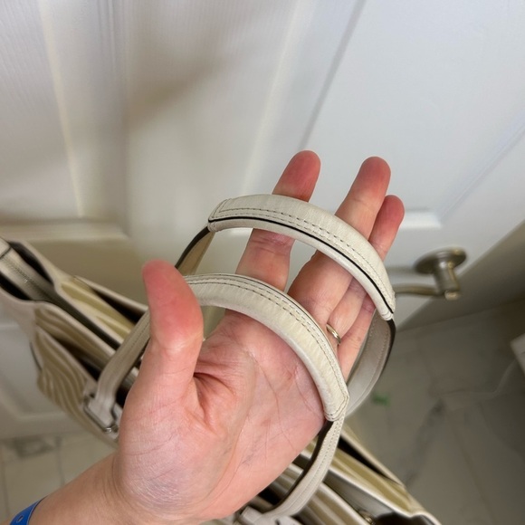 Coach Taylor Carryall Zebra Stripe Leather Canvas LG Satchel Tote F27009 summer - Picture 11 of 16